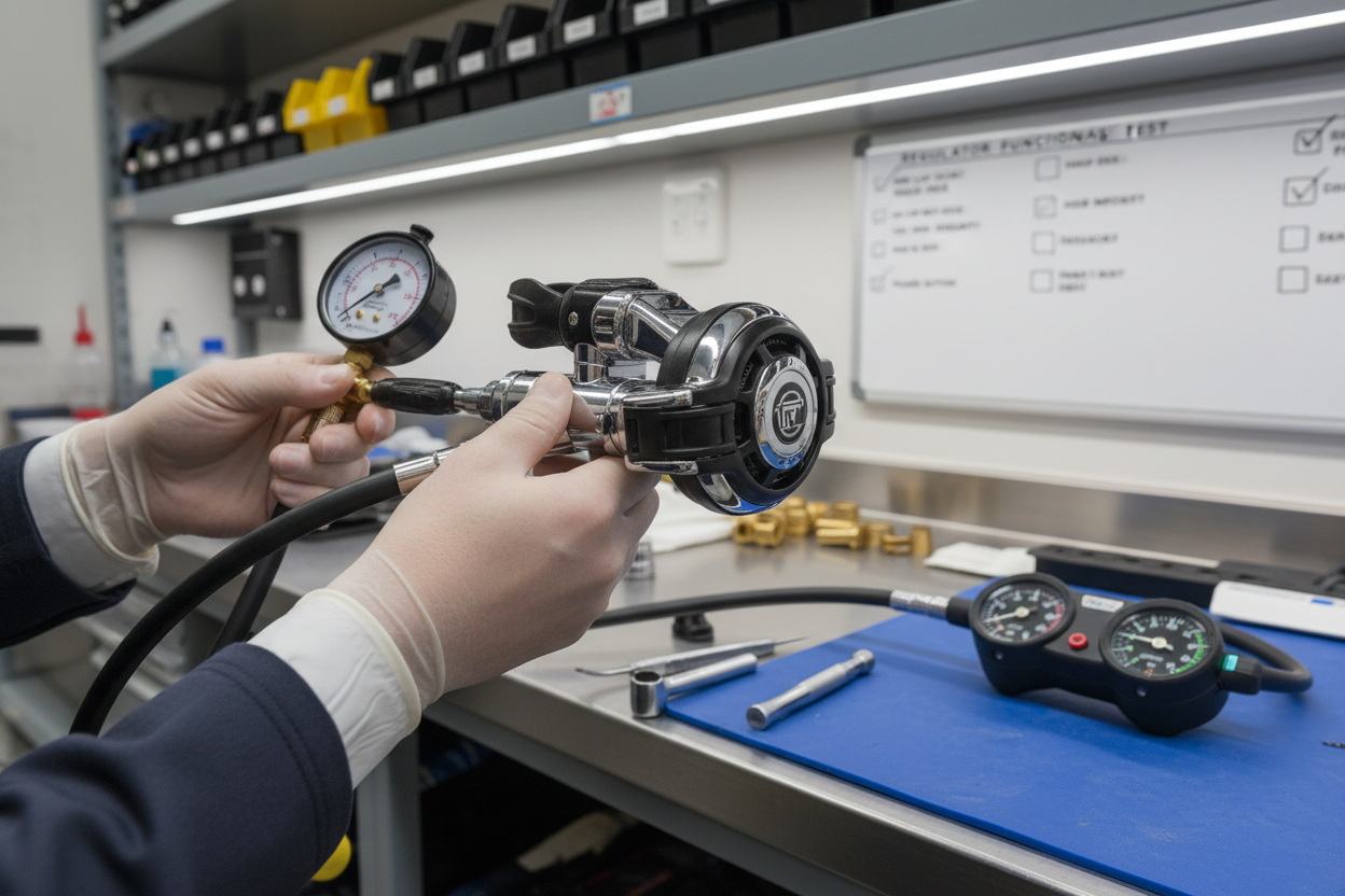 kontrol af regulator til dykning uden service